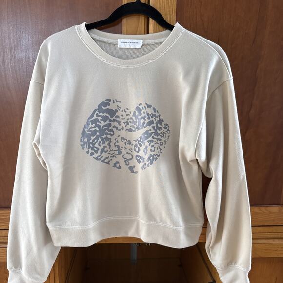 Goodnight Macaroon Sweaters - Goodnight Macaroon Leopard Print Design Cream Pullover Cropped Sweatshirt Small